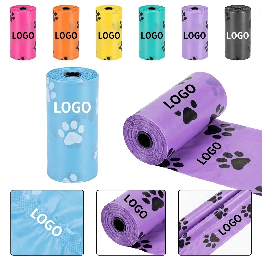 Colorful Paw Print Pet Waste Bag Rolls