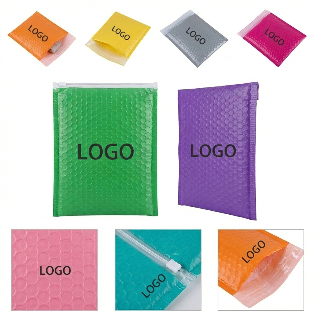 Colored Bubble Cushion Zip Pouches