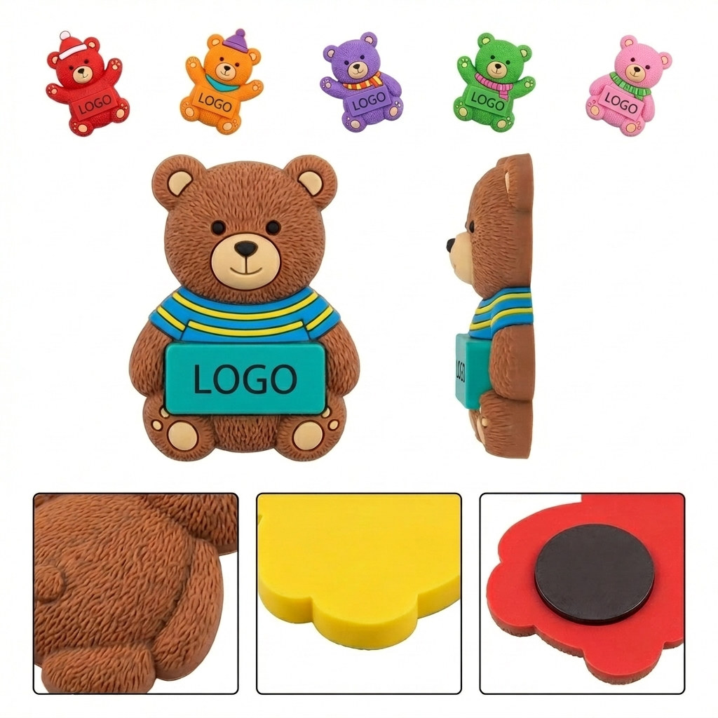 Magnetic 3D Cartoon Bear Fridge Magnets - Multi-Color Set