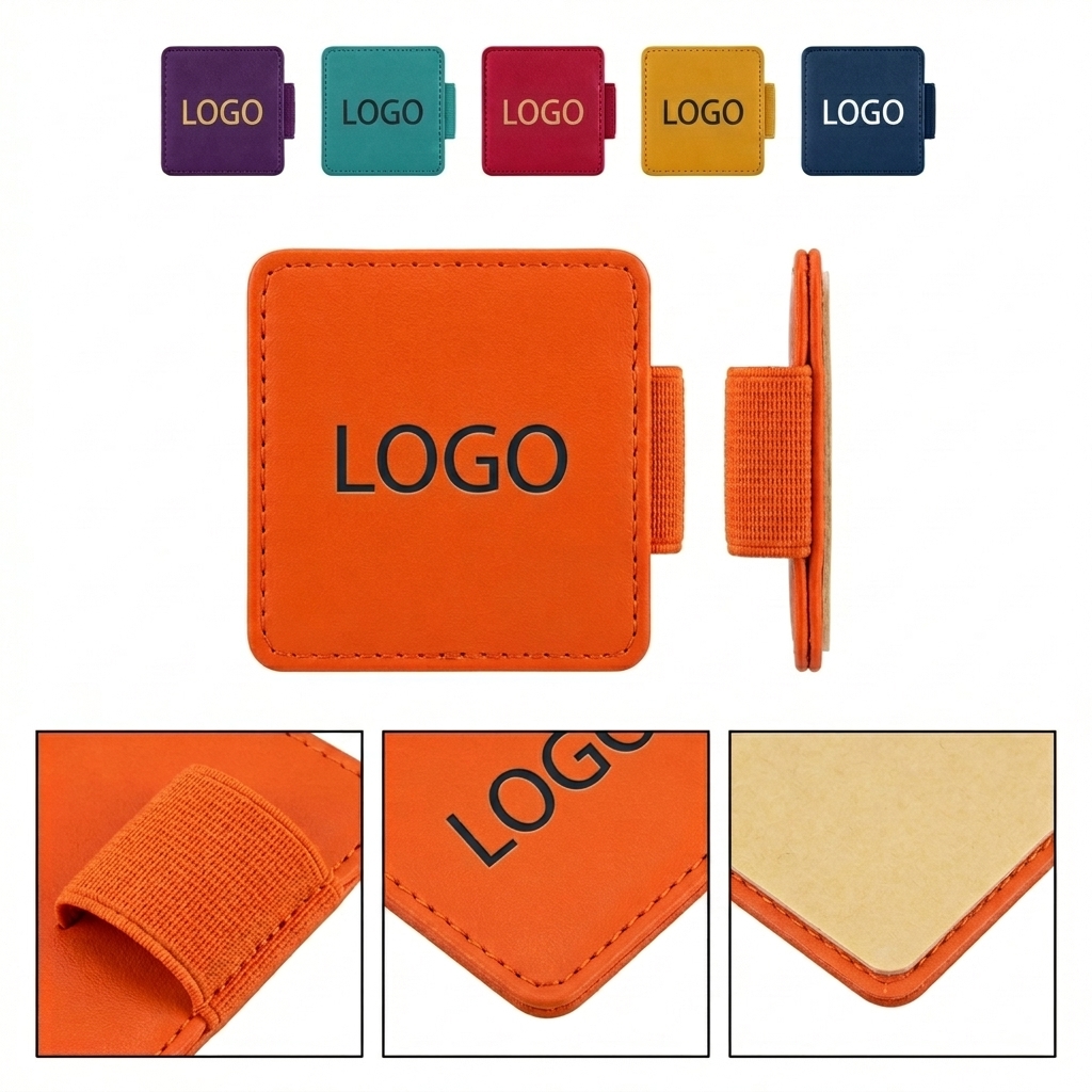 Self-Adhesive PU Leather Pen Holder for Desk Organization