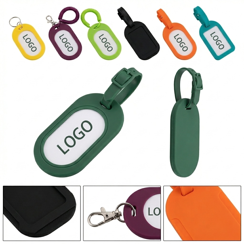 Durable & Washable Silicone Bag Identifier Tags with Attachable Strap
