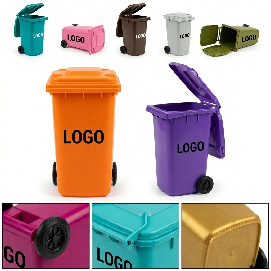 Mini Trash Can Pen Holder - Fun Desk Organizer with Lid