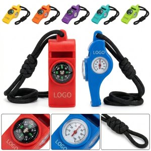 Multi-Function Survival Whistle with Compass, Thermometer & Lanyard