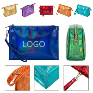 Vibrant Water-Resistant PVC Makeup and Cosmetics Tote Bag