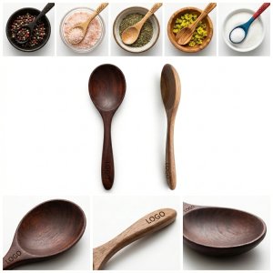 Artisanal Wooden Spoon Set with Colorful Handles