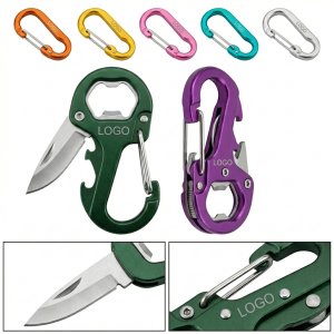 Multicolor Carabiner Multi-Tool with Folding Blade