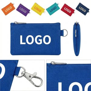 Slim Zippered Nylon Multi-Color Card Pouch