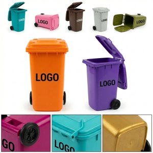 Mini Trash Can Pen Holder - Fun Desk Organizer with Lid